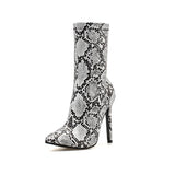 Serpentine Side Zipper Pointed Toe Ankle Boots