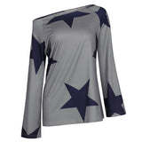 Women's New Products Street Style Long Sleeves Star Print T-Shirt Women