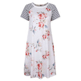 Dresses Short-sleeved round neck stitching print dress