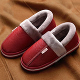 Winter Home Indoor Waterproof Non-Slip Cotton Slippers Female Pu Leather Thick Bottom Couple Slippers.