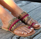 Bohemian Summer Women Sandals Flip Flip Roman Shoes Woman Flat Shoes Sandals Female Summer Women Shoes Clip-toe Beach Shoes