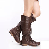 azmodo  Lace-Up Vintage Mid Calf Boots