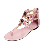 New Arrival Flat Bohemian Bead Rhinestones Flip Flop Sandals F1613