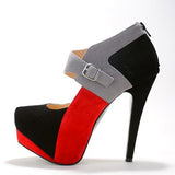 Contrast Color Platform Ankle Boots