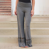 Casual Fashion Women's Trousers Lace Panel Wide Leg Pants