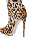 azmodo Leopard Pointed Toe Fashion Thigh High Boots