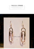Simple Punk Style Paper Clip Pin Design Geometric Metal Drop Long Earrings 2018 Fashion Korean Jewelry Pendientes Brincos
