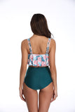 Women's Swimsuit Two Piece Bathing Suits Ruffled Flounce Top Printed High Waisted Bottom Tankini Set