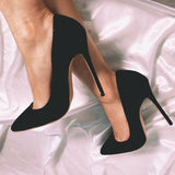 azmodo Black Classic Suede Sexy Stiletto Heels
