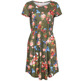 Round neck short sleeve printed dress