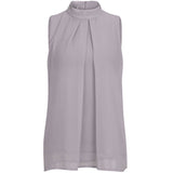 Women's Chiffon Top Double-layer High Neck Sleeveless Chiffon Shirt