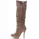 Pretty Suede Stiletto Heels Knee High Boots