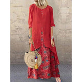 Azmodo bohemian Long linen Women Dress plus size Vintage dress Fashion Loose autumn dress women Casual Irregular large dress