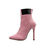 Spring/Autumn Fashion Women's High-heeled Slip-On Faux Fur Concise Pointed Toe Woman Shoes US5-10.5 Black Apricot