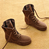 azmodo Comfortable Lace-up Flat Fall Boots