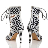 AZMODO Fashionable Elegant Black & White Cut-Outs Dress Sandals