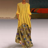 Azmodo bohemian Long linen Women Dress plus size Vintage dress Fashion Loose autumn dress women Casual Irregular large dress