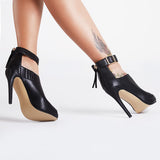 azmodo Black High Heel Sexy Ankle Boots