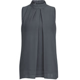 Women's Chiffon Top Double-layer High Neck Sleeveless Chiffon Shirt