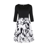 Women's V-neck Printed Sweater Dress
