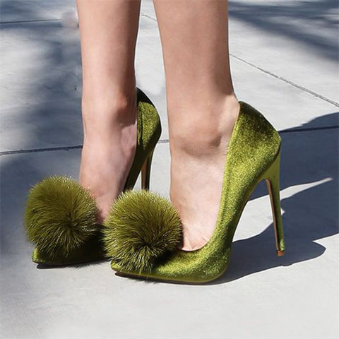 Green Slip-On Stiletto Heels