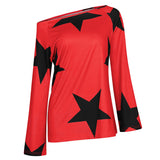 Women's New Products Street Style Long Sleeves Star Print T-Shirt Women