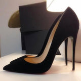 azmodo Black Classic Suede Sexy Stiletto Heels
