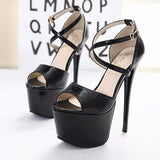 Plain Buckle Platform Stiletto Heel Sandals