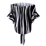 AZMODO Women's Striped Off Shoulder Bell Sleeve Shirt Tie Knot Casual Blouses Tops