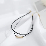 Black Leather Velvet Choker Necklace Layer Chockers Vintage Gothic Jewelry Goth Necklace for Women Collier Femme