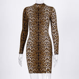Leopard print long sleeve slim bodycon sexy dress 2020 autumn winter women streetwear party festival dresses outfits