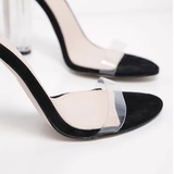 GLITTER SOLE CLEAR HEELS