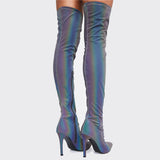 Suede Leather Thigh High Heels boots Women Winter Boots Stiletto Heels Sexy Over the Knee Boots Female Shoes Boots Stretch Flock Winter High Boots Botas