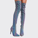Suede Leather Thigh High Heels boots Women Winter Boots Stiletto Heels Sexy Over the Knee Boots Female Shoes Boots Stretch Flock Winter High Boots Botas