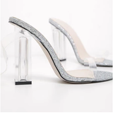 GLITTER SOLE CLEAR HEELS