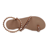 AZMODO Rhinestone Thong Flat Sandals Gladiator Clip Toe Plus Size Y-18
