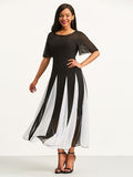 Keyhole Back Ruffle Stripe Hem Women's Day Dress