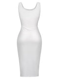 White Stripe Backless Slip Women's Sheath Dress