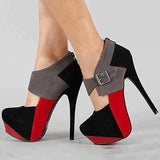Contrast Color Platform Ankle Boots