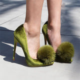 Green Slip-On Stiletto Heels