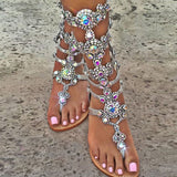 azmodo Crystal Gladiator Sandals Silver Color Plus Size Available