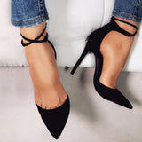 azmodo Strappy Lace Up Pointed Toe Stiletto Heels