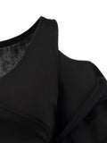 Black Ruffle Sleeve V-Neck Bodycon Dress