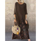 Azmodo bohemian Long linen Women Dress plus size Vintage dress Fashion Loose autumn dress women Casual Irregular large dress