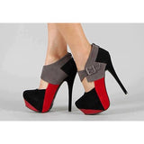 Contrast Color Platform Ankle Boots