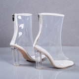 Peep-toe Transparent Ankle Boots