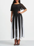 Keyhole Back Ruffle Stripe Hem Women's Day Dress