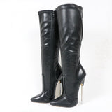 Plus Size Women Boots Metal Heels Large Size 36-46 Pointed Toe Unisex Gay Dance Boots 18CM Thin Heels Height